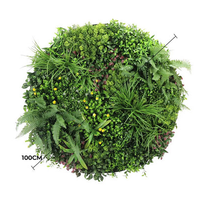 Slimline Artificial Green Wall Disc Art 100cm Country Fern UV Resistant (White) - Image 2