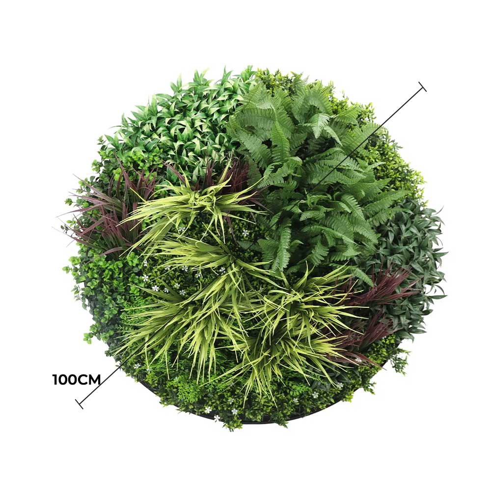 Slimline Artificial Green Wall Disc Art 100cm Grassy Fern UV Resistant (Black) - Image 2