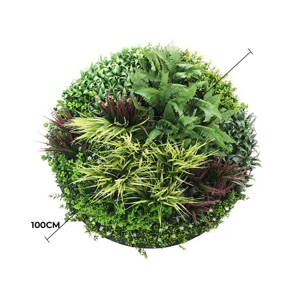 Slimline Artificial Green Wall Disc Art 100cm Grassy Fern UV Resistant (White) - Image 2