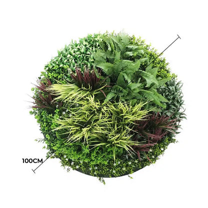 Slimline Artificial Green Wall Disc Art 100cm Grassy Fern UV Resistant (White) - Image 2