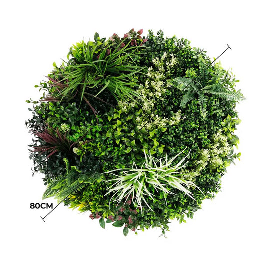 Slimline Artificial Green Wall Disc Art 80cm Colour Fresh UV Resistant (White) - Image 2
