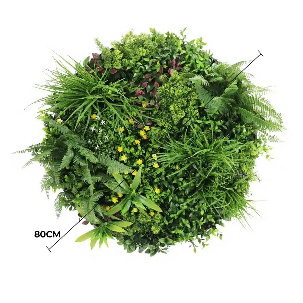 Slimline Artificial Green Wall Disc Art 80cm Country Fern UV Resistant (Black) - Image 2