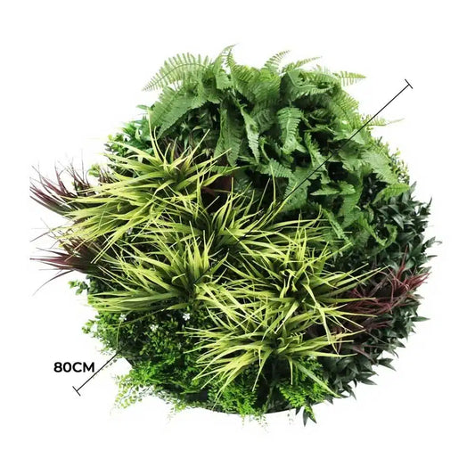 Slimline Artificial Green Wall Disc Art 80cm Grassy Fern UV Resistant (Black) - Image 2