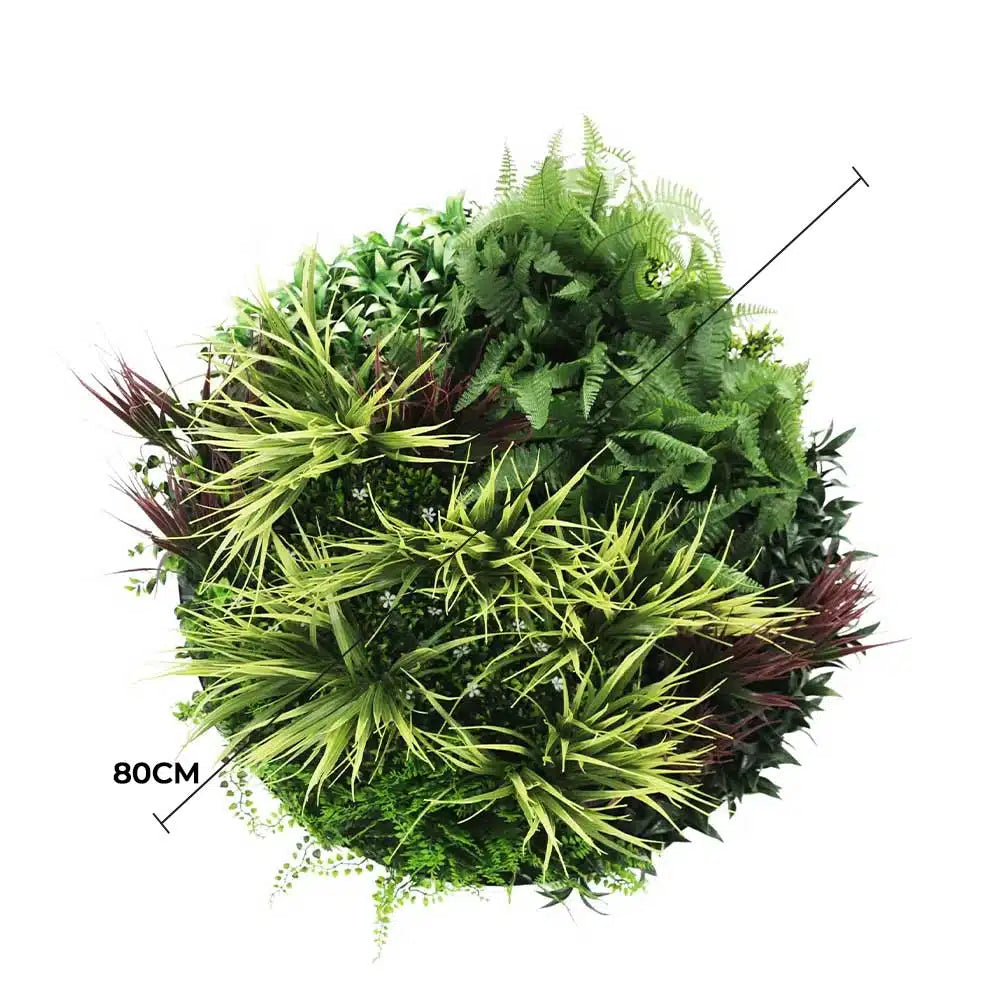 Slimline Artificial Green Wall Disc Art 80cm Grassy Fern UV Resistant (White) - Image 2