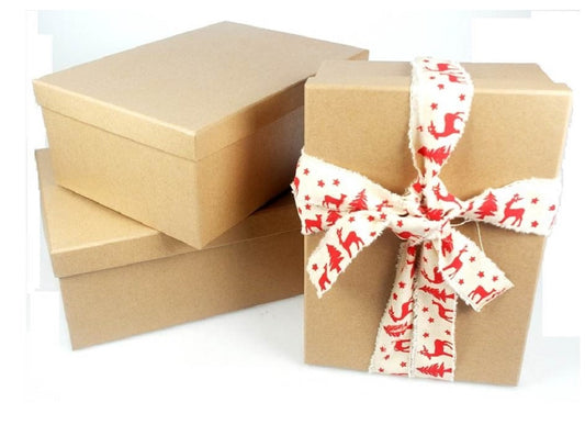 Set 18 Assorted Gift Boxes Natural Brown 43cm