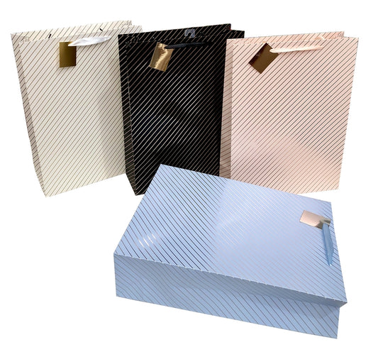 bulk 24 Xlarge Foil Stripe Gift Bag 43cm