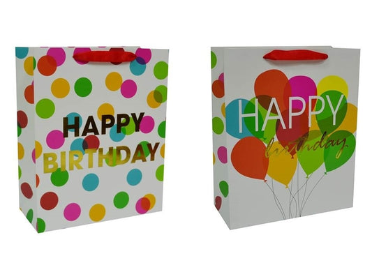 bulk 24 Large Foiled Happy Bday Gift Bag 32cm - Image 2