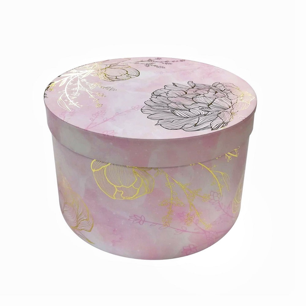 bulk 2 Splendid Bouquet Gift Box Round w/ Foil Set 10 Sizes Pink