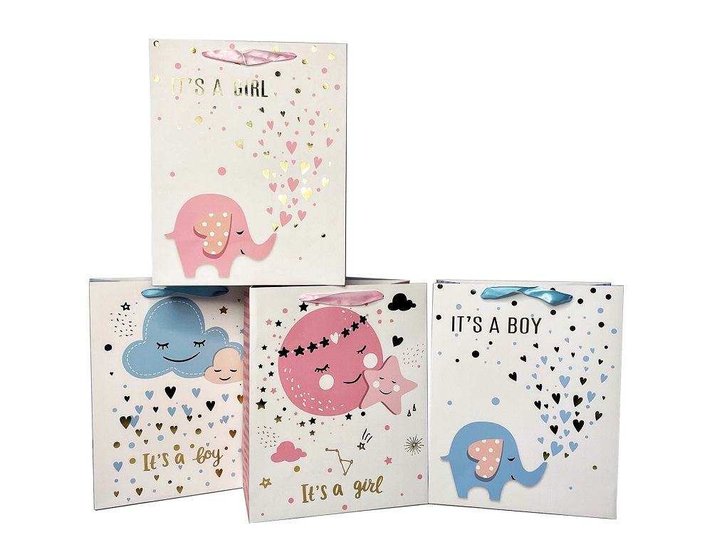 bulk 24 Medium Baby Gift Bag Foil 23cm