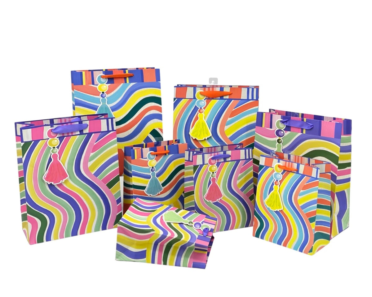 bulk 24 Xlarge Gift Bag Colourful Wave 42cm