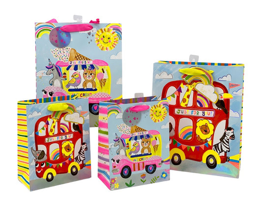 bulk 24 Medium Gift Bag Bus Trip 23cm