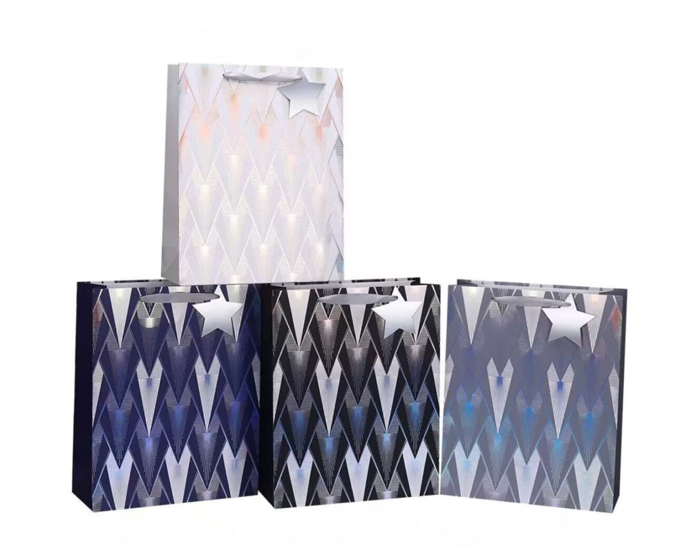 bulk 24 Xlarge Overlap Geo Diamonds Foiled Gift Bag 43cm