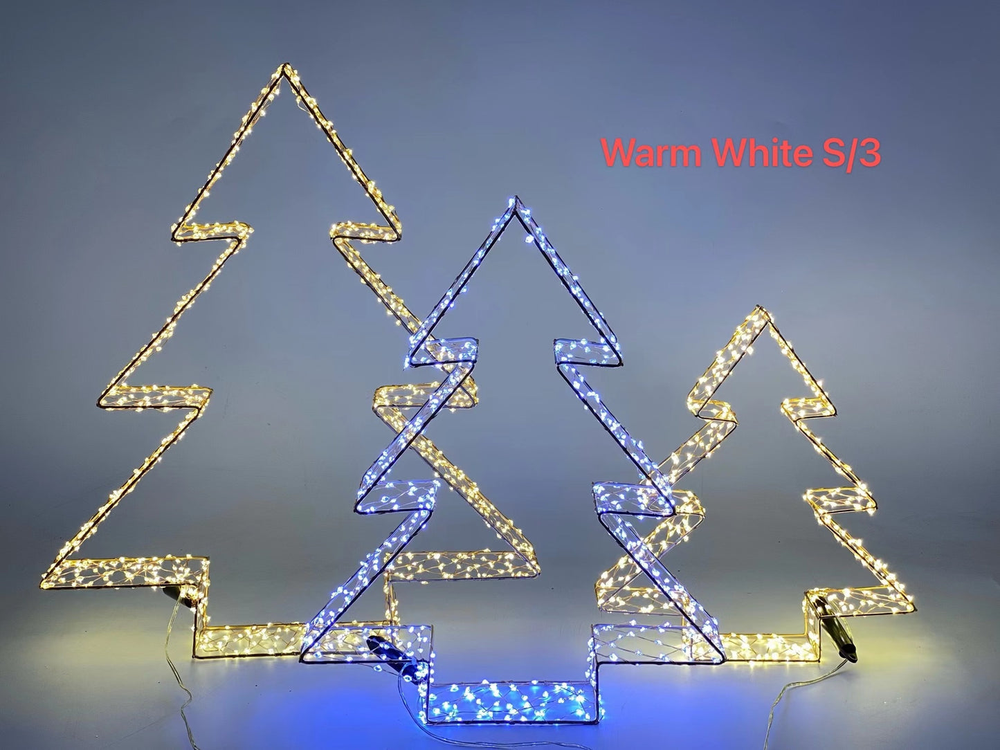 Set 3 Christmas Light Up Wire Trees 42cm