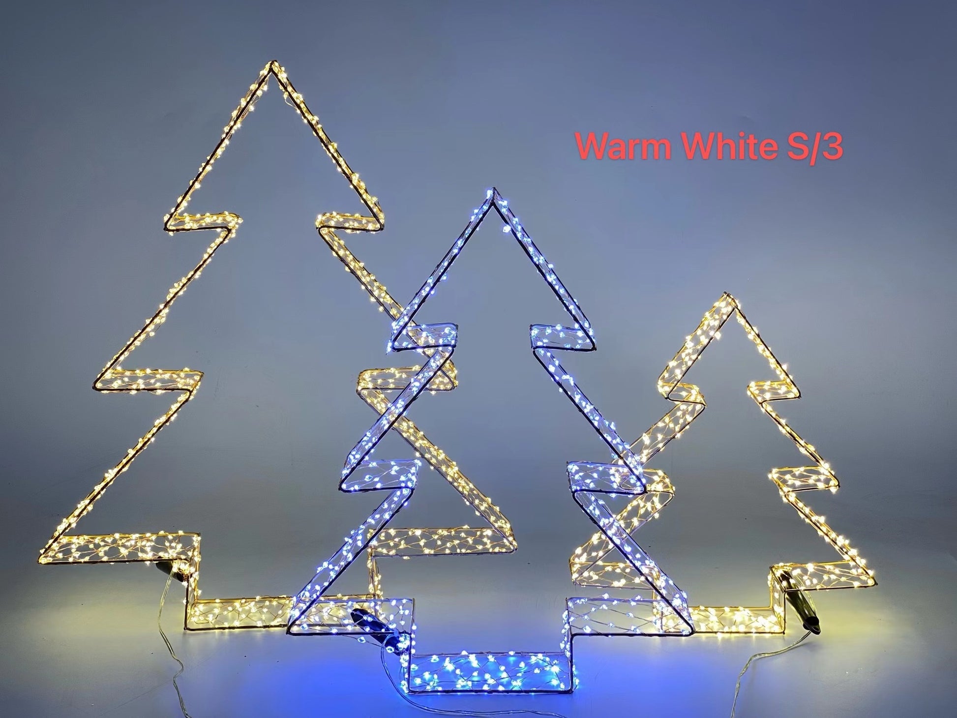 Set 3 Christmas Light Up Wire Trees 42cm