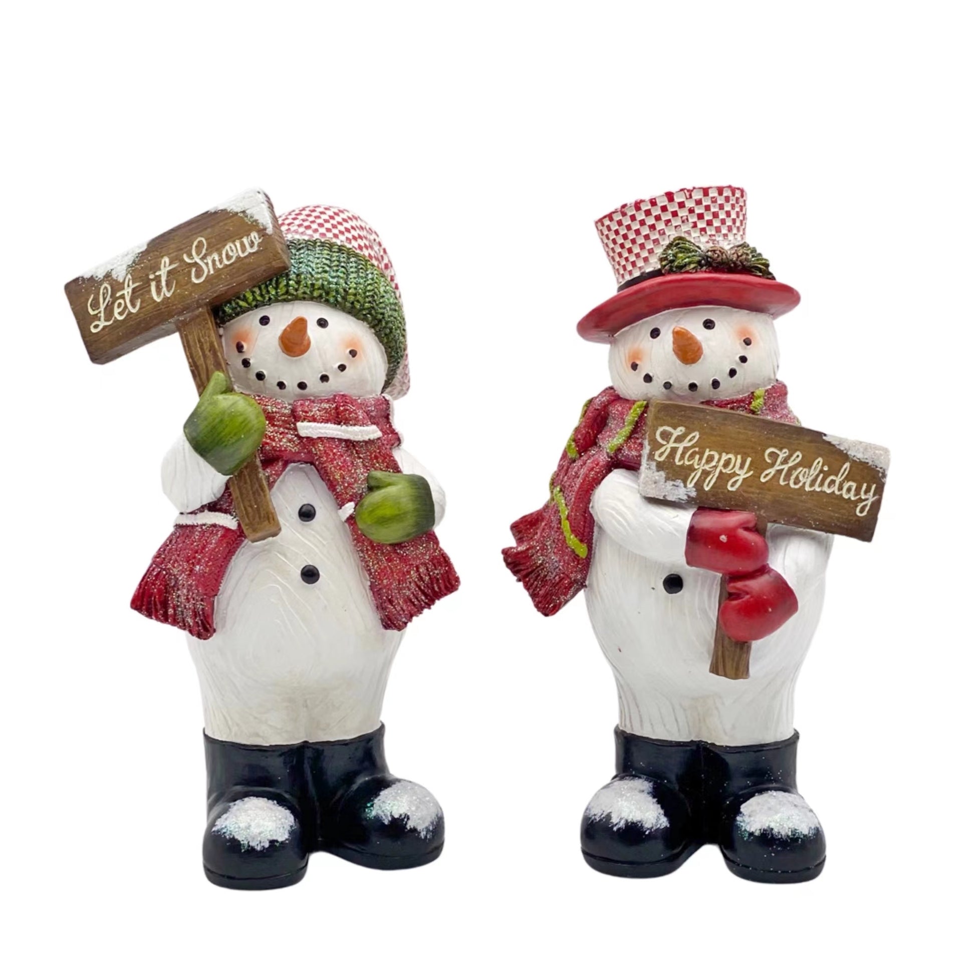 bulk 6 Christmas Polyresin Standing Snowmen 25cm