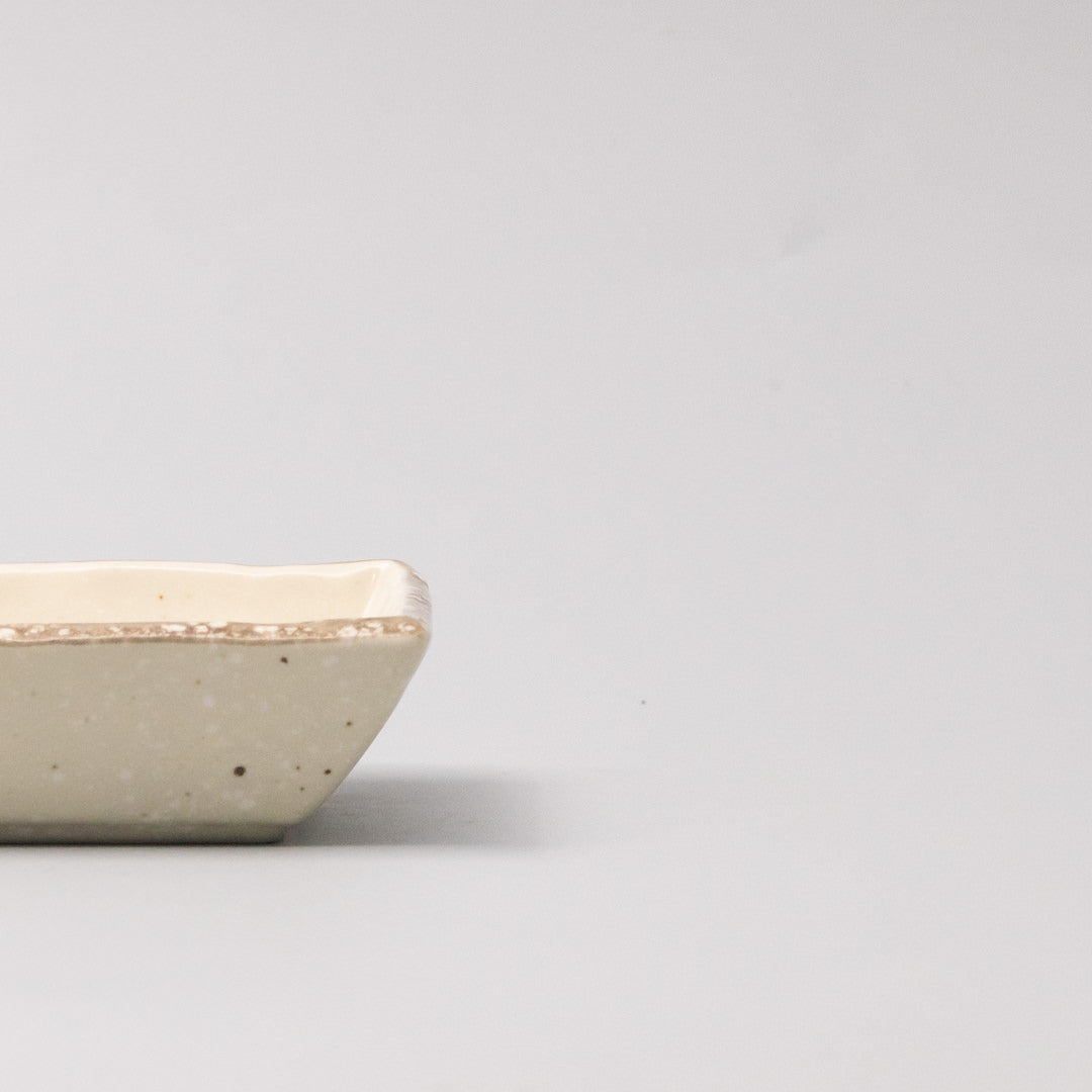 Sauce Dish Square 9cm Natural with Brown Edge - Image 2
