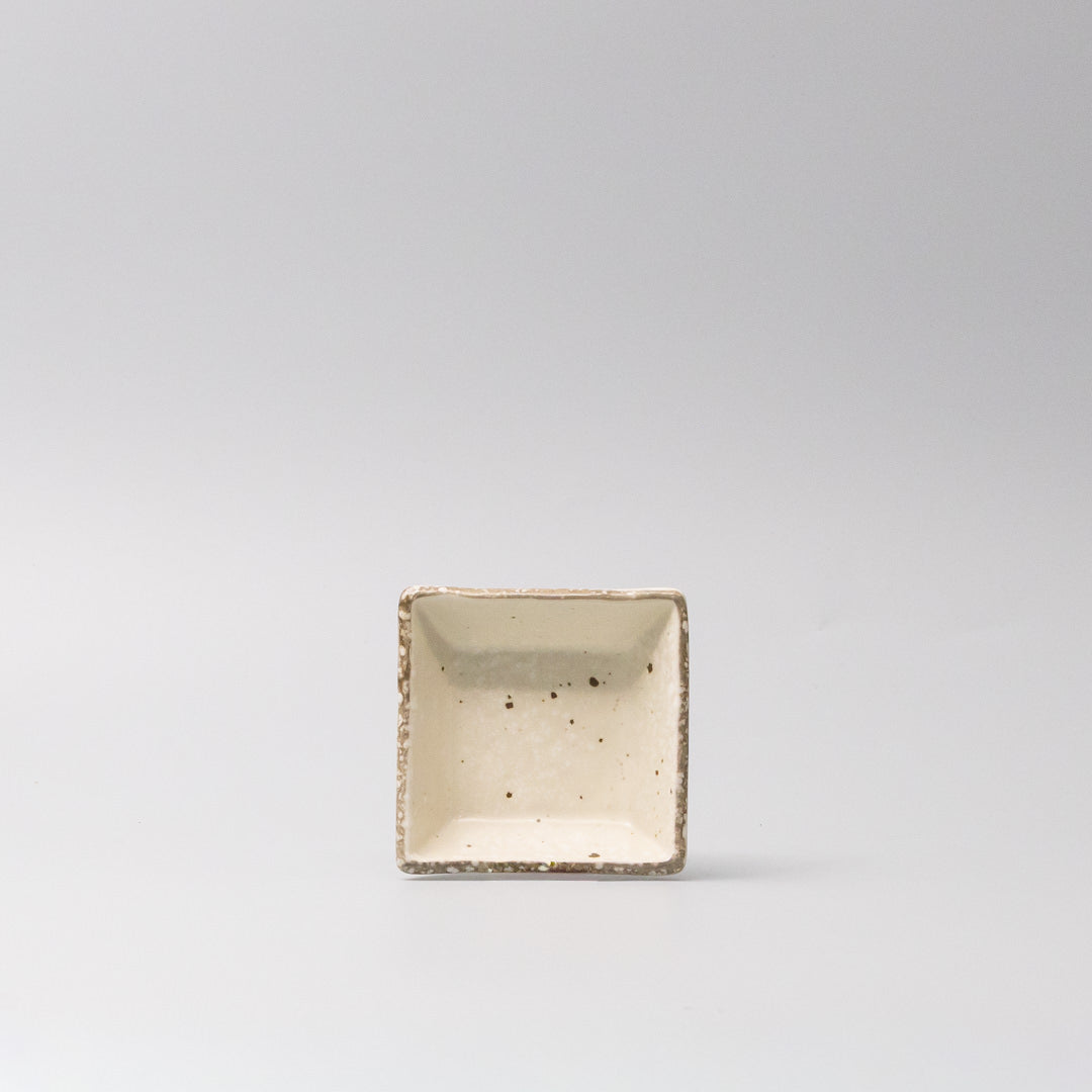 Sauce Dish Square 9cm Natural with Brown Edge - Image 3
