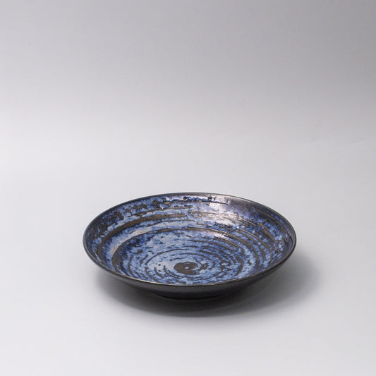 Open Flat Base 23cm Bowl Copper Swirl Glaze