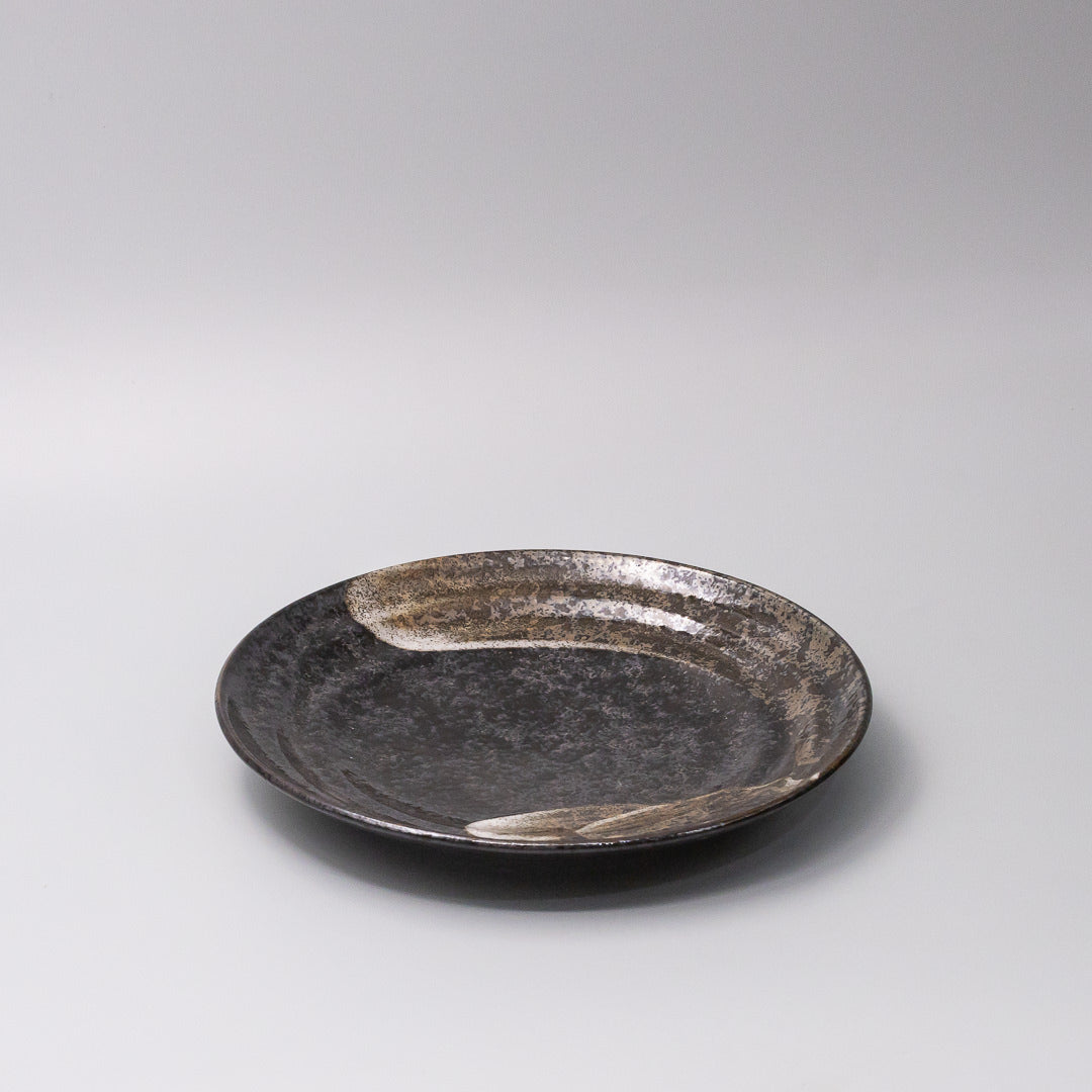 Plate Flat Based 25cm Bronze Brushstroke Glaze