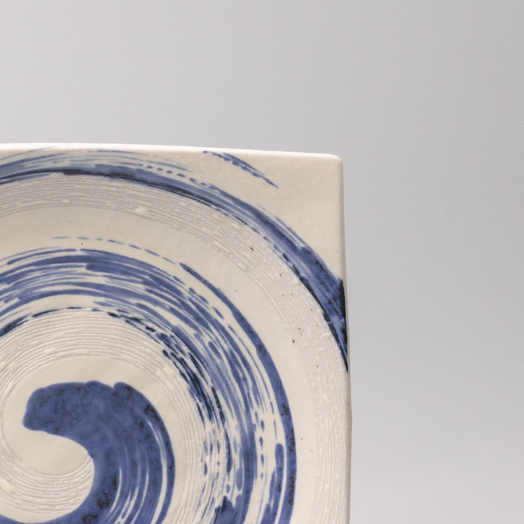 Square Plate 23cm Blue Swirl Glaze - Image 2