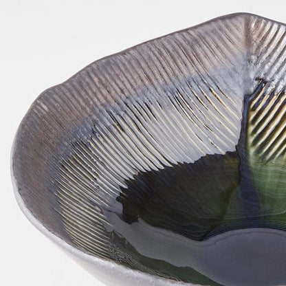 Bowl Leaf Shaped 24cm Midori Green Glaze - Image 3