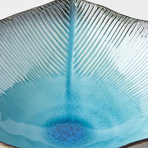 Bowl Leaf Shape 24cm Sky Blue Glaze - Image 2