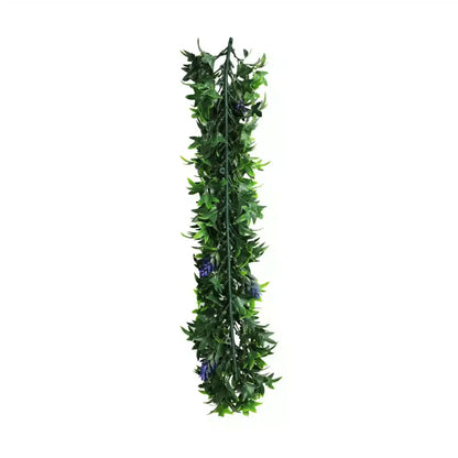 Artificial Extendable Hanging Bright Green Ivy Bush with Purple Flowers 55cm UV Resistant - Image 3