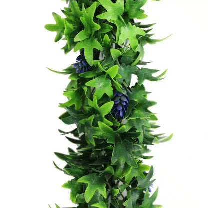 Artificial Extendable Hanging Bright Green Ivy Bush with Purple Flowers 55cm UV Resistant - Image 5