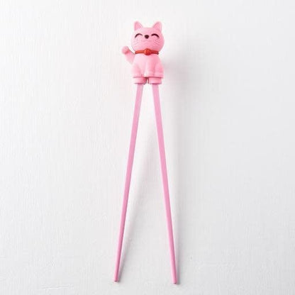 Maneki Trainer Chopsticks Lucky Cat in Pink - Image 2