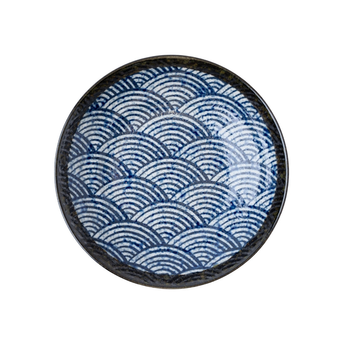 Pasta Bowl Open 23cm Blue Wave Design - Image 3