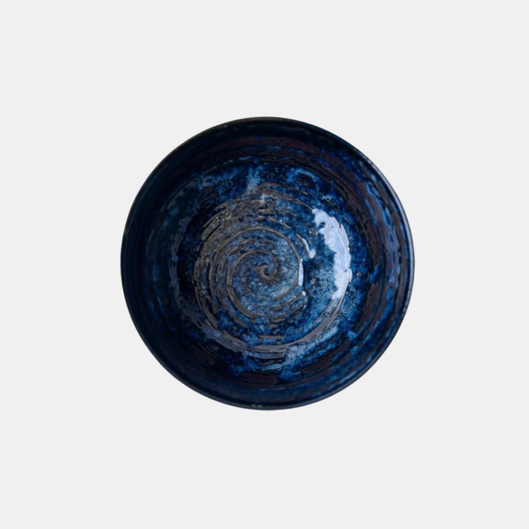 Udon Bowl Fluted 17cm Copper Swirl Glaze - Image 2
