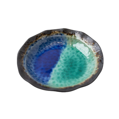 Organic Shallow Bowl 17cm Cobalt Splice Glaze - Image 4