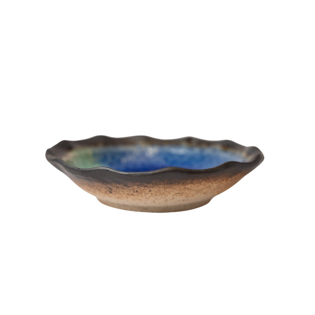 Organic Shallow Bowl 17cm Cobalt Splice Glaze - Image 3