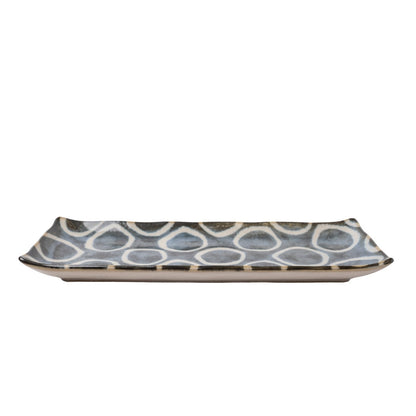 Sashimi Plate 27cm Brush Blue Ring Glaze