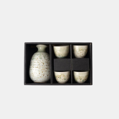 Sake Set for Four 280ml Green Drip Glaze - Image 2