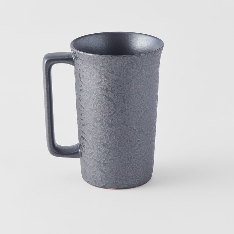 Mug with Handle 350ml Black Scroll Design - Image 3