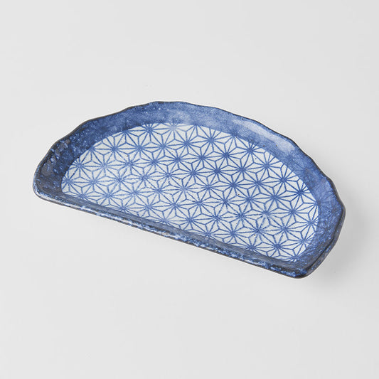 Plate Tempura 21cm Indigo Blue Starburst Design