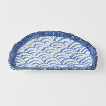Plate Tempura 21cm Indigo Blue Wave Design - Image 3