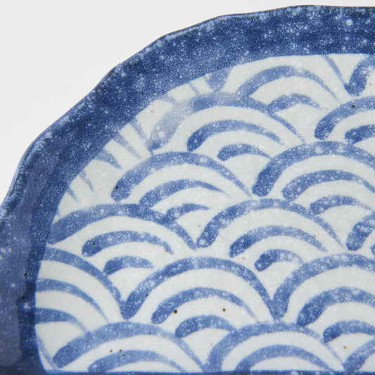 Plate Tempura 21cm Indigo Blue Wave Design - Image 2