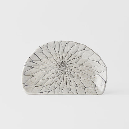 Plate D Shaped 21cm Grey Net Design - Image 5