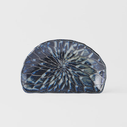 Plate D Shaped 21cm Indigo Blue Design - Image 5