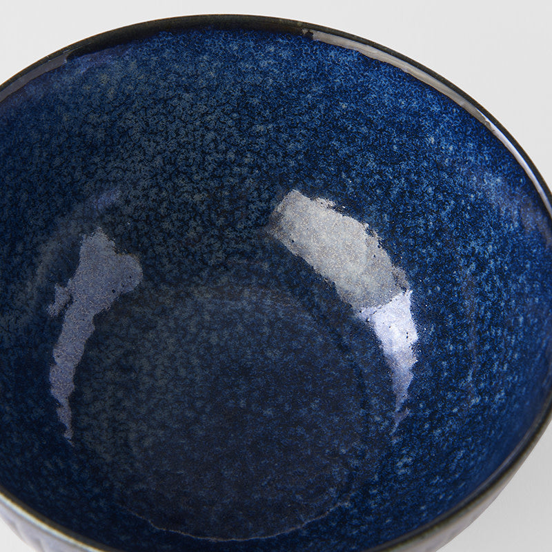 Rice Bowl 13.3cm Ridged Indigo Glaze - Image 2