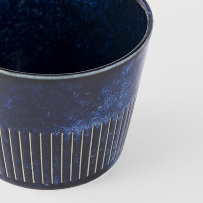 Soba Cup 175ml Ridged Indigo Blue Glaze - Image 2
