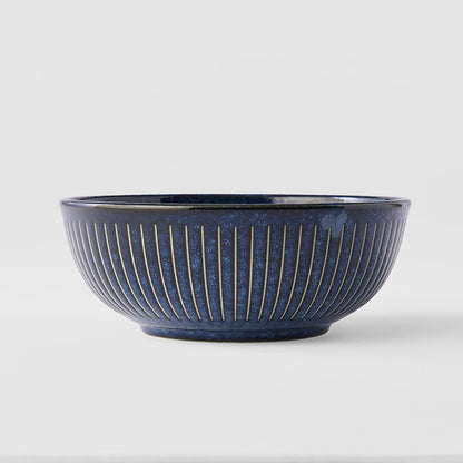 Pasta Bowl 16cm Ridged Indigo Blue Glaze - Image 3