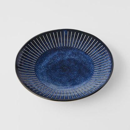 Dinner Plate 25cm Ridged Indigo Glaze - Image 4
