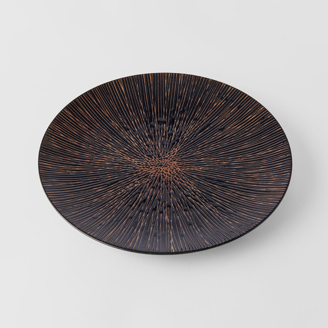 Plate 28cm Bronze Converging Line Glaze