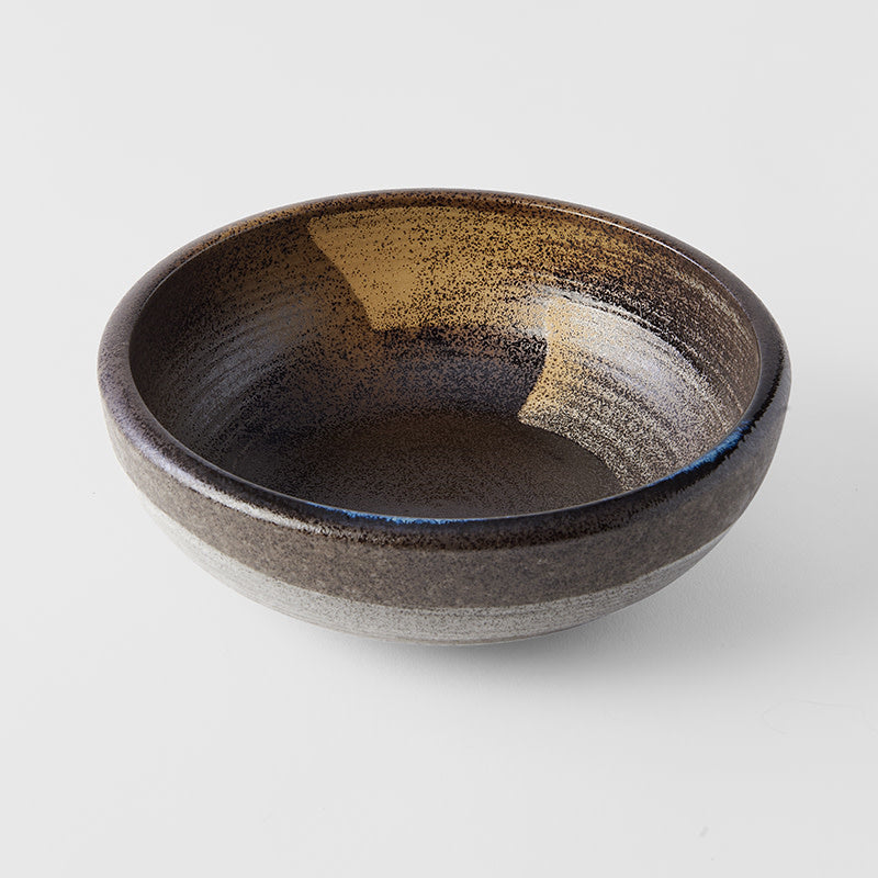 Pasta Bowl 23.5cm Gold Brushstroke Glaze - Thick Edge - Image 2