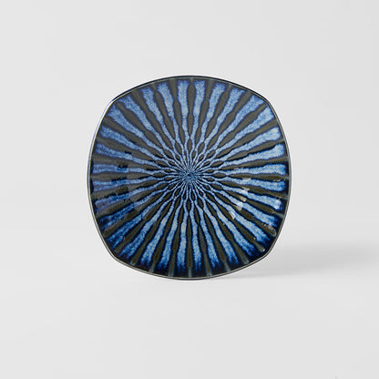 Plate Square 18cm Indigo Drip Glaze - Image 4