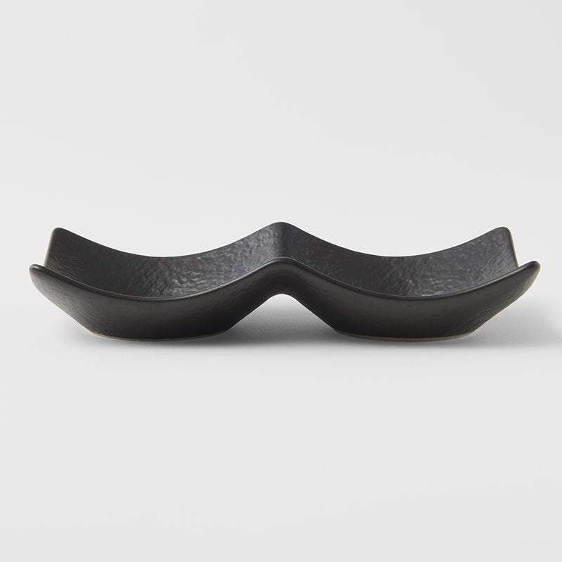 Two Section Sauce Dish Matt Black Glaze - Image 3