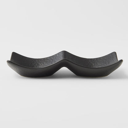 Two Section Sauce Dish Matt Black Glaze - Image 3